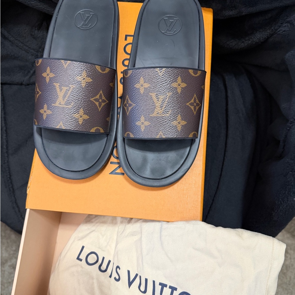 Louis Vuitton Monogram Brown Slide Sandals